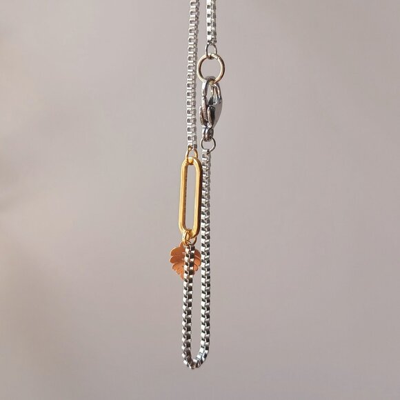 New men's Stainless Steel Silver box chain with paperclip link Bracelet - Picture 5 of 6